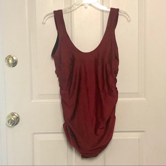 Red One Piece Swimsuit with Plunging Neckline - Picture 7 of 10